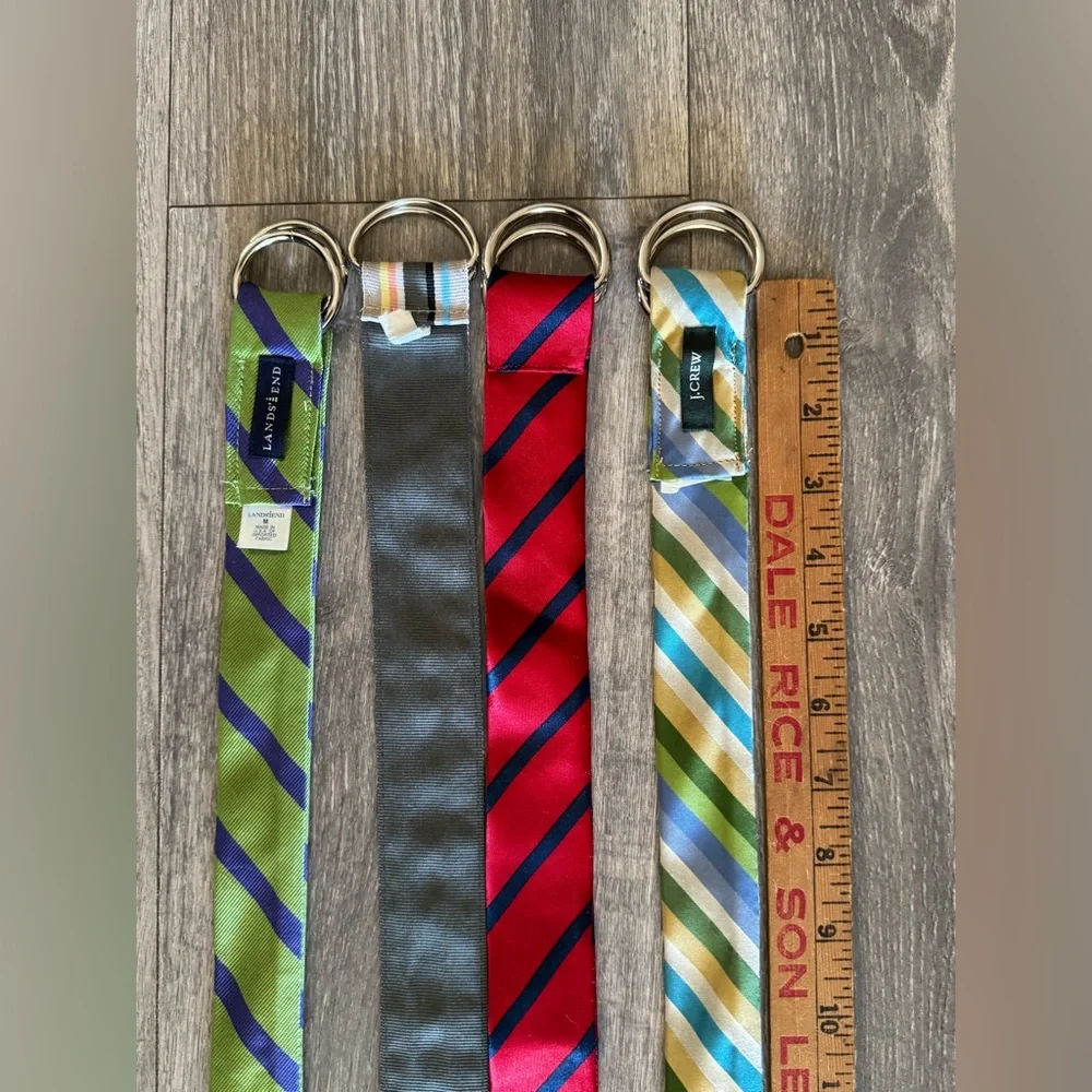 (4) Women’s Belt Lot Ribbon Silk Woven D Ring Colorful Preppy Acadamia Spring - Picture 8 of 9
